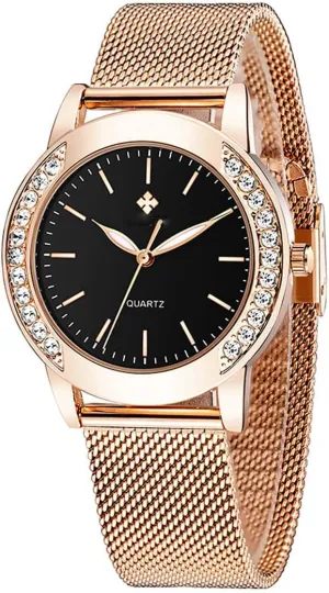 Steel lade decipher Mesh Band Watch Elegant Ladies Gifts Waterproof Wrist Watch SENRUD Fashion Watches for Women Rose Gold Stainless 