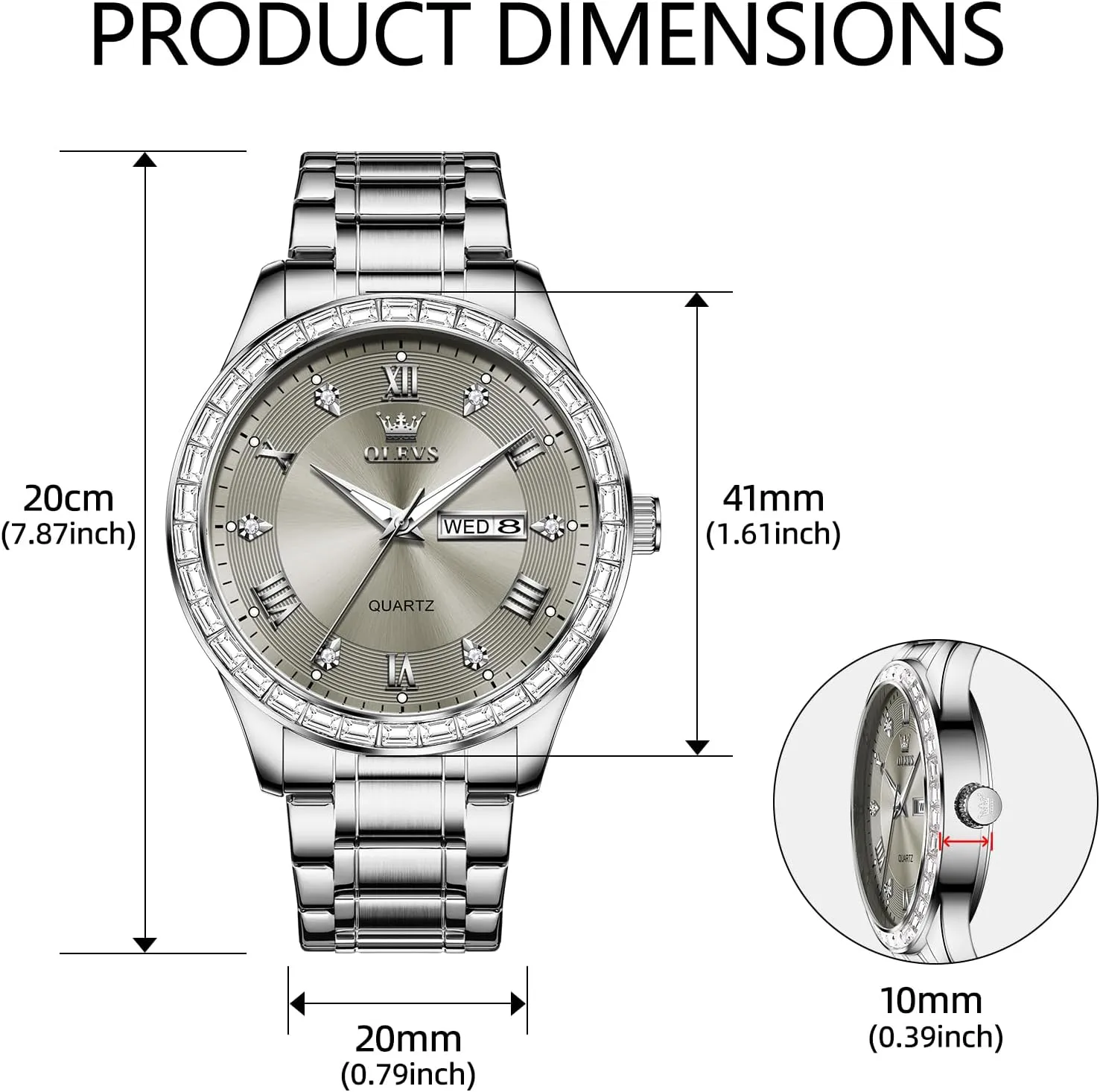 Steel Men unexplored Quartz Watches Roman Dial Diamond Classic Business Male Wristwatch Waterproof Luminous Calendar Reloj para Hombr(Gold/Black/Grey/White Dial) OLEVS Watches for Men with Date Stainless 
