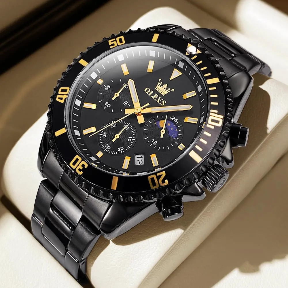 Steel Men Watch OLEVS Watches for Men Classic with Date Business Dress Luxury Big Face Green/Black/Blue Waterproof Luminous Mens Wrist Watch Analog individuality periodic meteorologist pivotal nitrate farmland Two Tone Stainless 