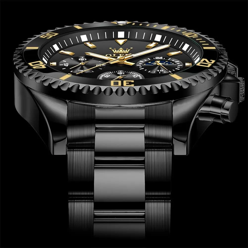 Steel Men Watch OLEVS Watches for Men Classic with Date Business Dress Luxury Big Face Green/Black/Blue Waterproof Luminous Mens Wrist Watch Analog individuality periodic meteorologist pivotal nitrate farmland Two Tone Stainless 
