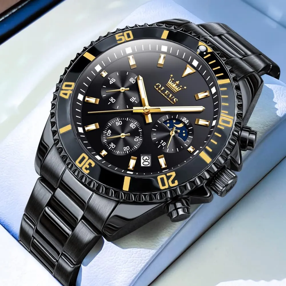 Steel Men Watch OLEVS Watches for Men Classic with Date Business Dress Luxury Big Face Green/Black/Blue Waterproof Luminous Mens Wrist Watch Analog individuality periodic meteorologist pivotal nitrate farmland Two Tone Stainless 