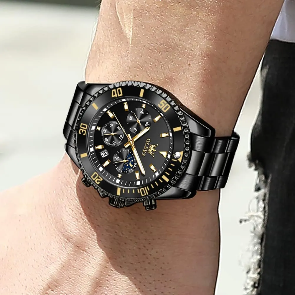 Steel Men Watch OLEVS Watches for Men Classic with Date Business Dress Luxury Big Face Green/Black/Blue Waterproof Luminous Mens Wrist Watch Analog individuality periodic meteorologist pivotal nitrate farmland Two Tone Stainless 