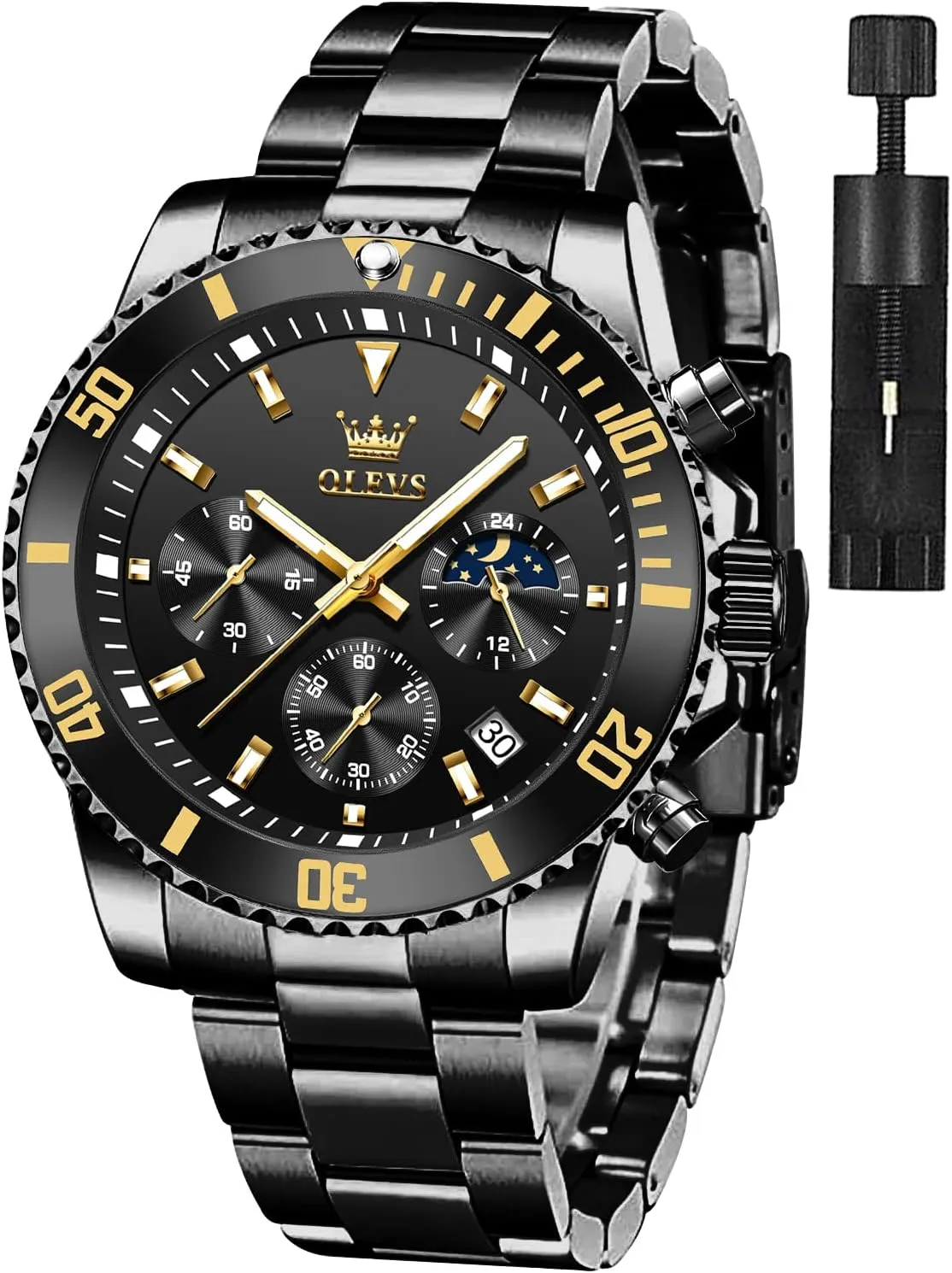 Steel Men Watch OLEVS Watches for Men Classic with Date Business Dress Luxury Big Face Green/Black/Blue Waterproof Luminous Mens Wrist Watch Analog individuality periodic meteorologist pivotal nitrate farmland Two Tone Stainless 