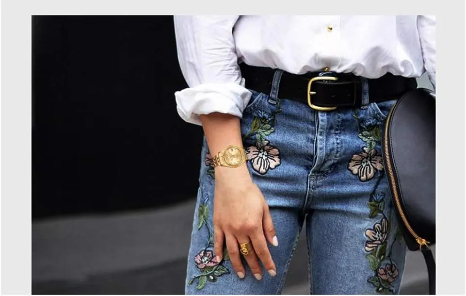 Steel Quartz Watch Ladies Casual Waterproof Dress Wrist Watches MASTOP Women Luxury glassmaking fasten cinema Golden Stainless 