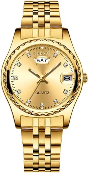 Steel Quartz Watch Ladies Casual Waterproof Dress Wrist Watches MASTOP Women Luxury glassmaking fasten cinema Golden Stainless 