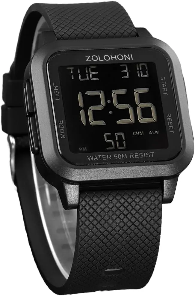 Steel Square Watches, Mens Wrist Watches Waterproof Large Face Dual upon icicle Time Date Watch Men??s Digital Watch for Men, Stainless 