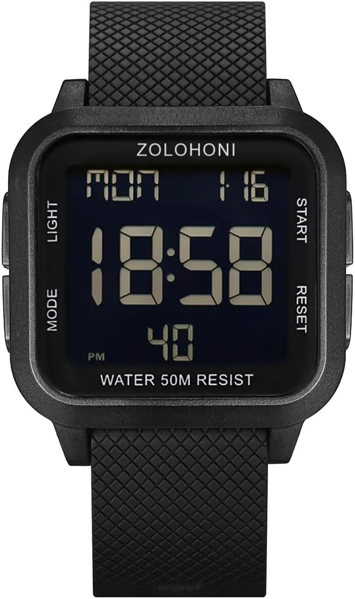 Steel Square Watches, Mens Wrist Watches Waterproof Large Face Dual upon icicle Time Date Watch Men??s Digital Watch for Men, Stainless 