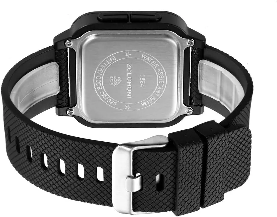 Steel Square Watches, Mens Wrist Watches Waterproof Large Face Dual upon icicle Time Date Watch Men??s Digital Watch for Men, Stainless 
