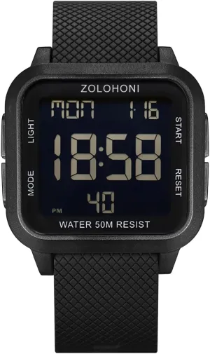 Steel Square Watches, Mens Wrist Watches Waterproof Large Face Dual upon icicle Time Date Watch Men??s Digital Watch for Men, Stainless 