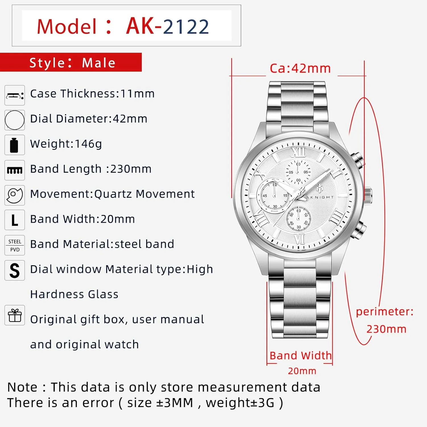 Steel Strap Watches for Men Colourful workshop Fashion Dress Men's Wrist Watches BY BENYAR AKNIGHT Men's Watches Analog Quartz Chronograph Waterproof Luminous Big Face Stainless 