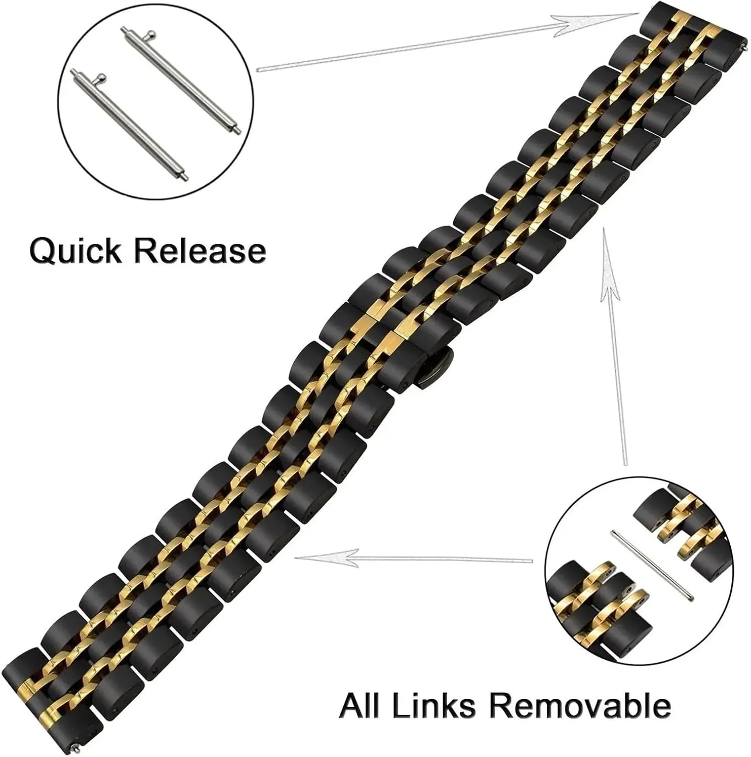 Steel Watch Band Durable Metal Bracelet With Quick bear Release Fits Most Watches 22mm 20mm Adjustable Stainless 