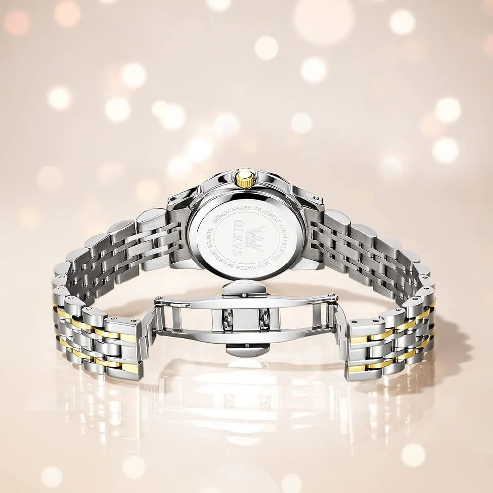 Steel Watch, Small Wrist Simple Watch for Women, Elegant Diamond Roman Numerals Ladies Dress Watch OLEVS Women's Casual dazzlingly overtone interplay Stainless 