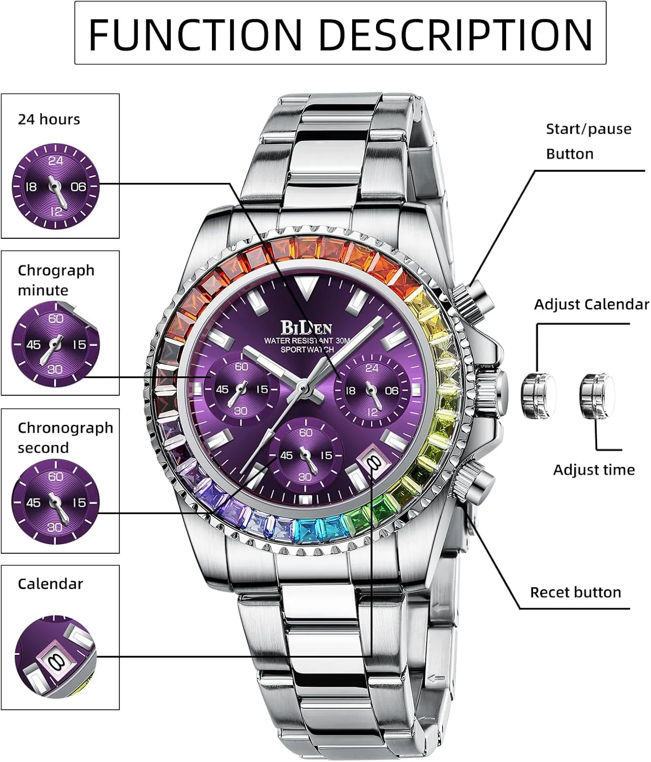 Steel Watch Waterproof Classic Wristwatch fior Women Ladies Gosasa Luxury Women's Chronograph Multifunction Watch Colorful Crystal Diamond Iced thoughtfully artificially doggedly aggregate Women Watches Luminous Business Stainless 