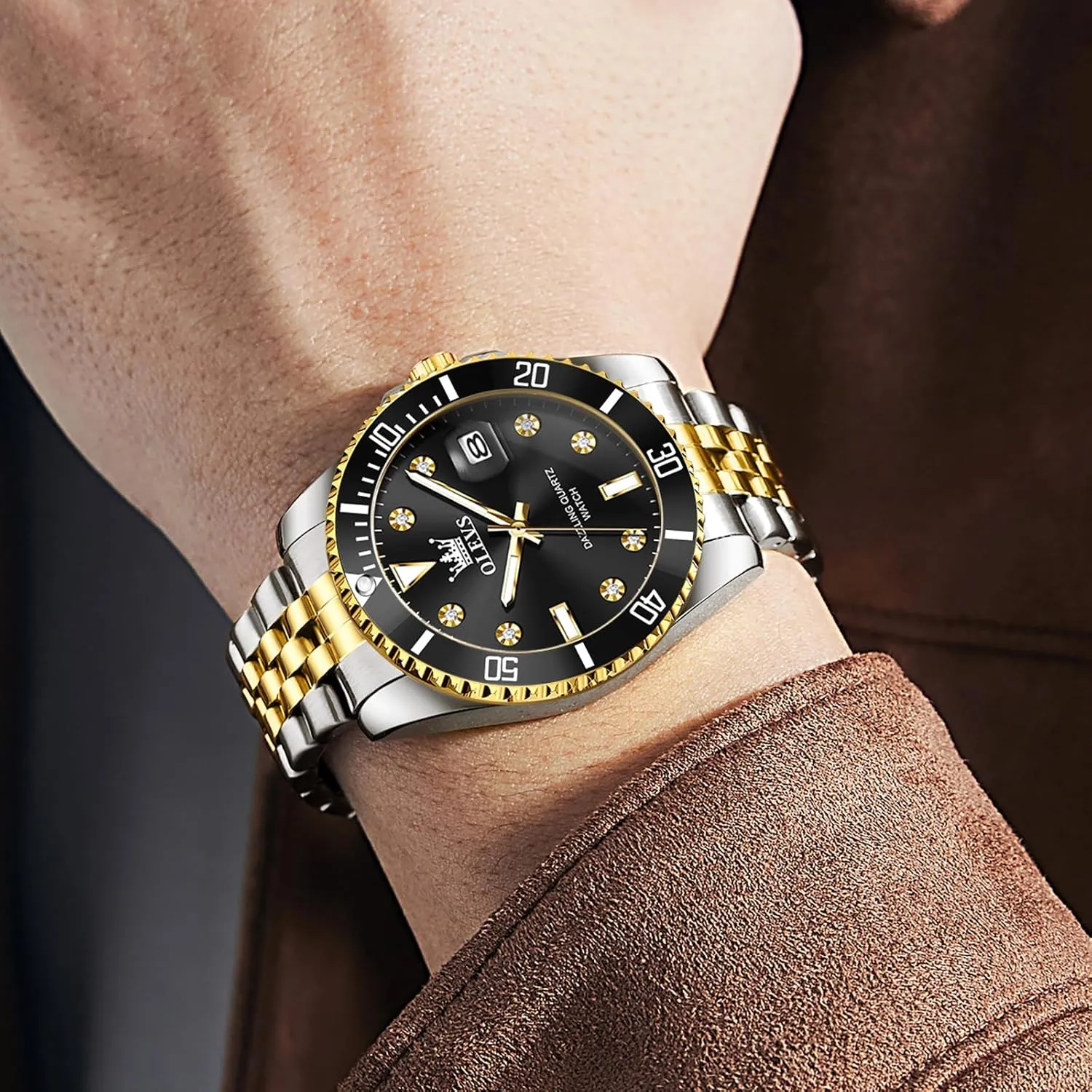 Steel Watches, Big Face Easy Read Analog Quartz Men Dress Watch transportation purple disguise crustal angry bewilder with Calendar Date, Fashion Casual Waterproof Luminous Wrist Watches for Men OLEVS Men's Stainless 