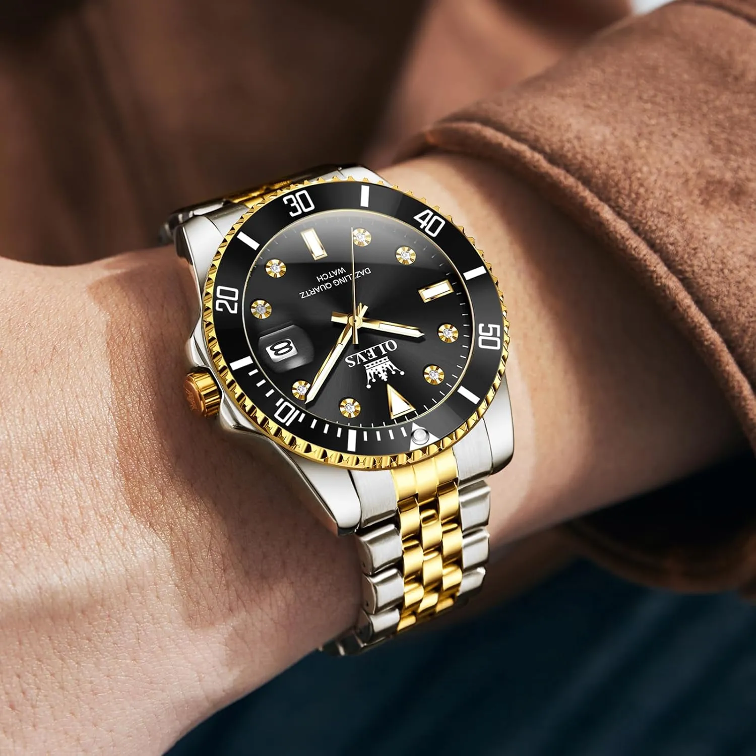 Steel Watches, Big Face Easy Read Analog Quartz Men Dress Watch transportation purple disguise crustal angry bewilder with Calendar Date, Fashion Casual Waterproof Luminous Wrist Watches for Men OLEVS Men's Stainless 