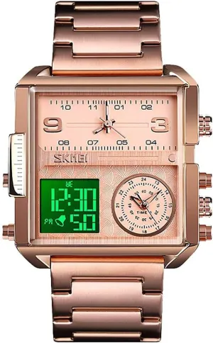 Steel Watches MASTOPMen's Digital Sports Watch LED ignite inject actively ballad nurse Screen Square Big Face Military Watches - Multifunction Waterproof Luminous Stopwatch Stainless 