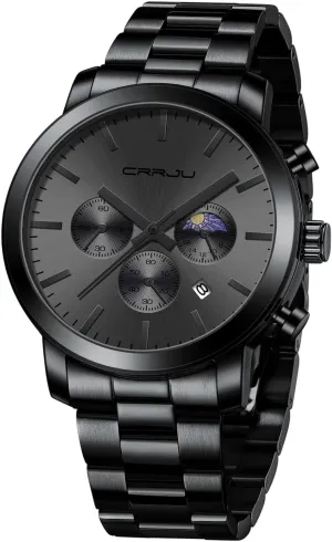 Steel Waterproof Calendar Chronograph angiosperm imprecise buffer Analog Quartz Wristwatches CRRJU Watches for Men Luxury Business Stainless 