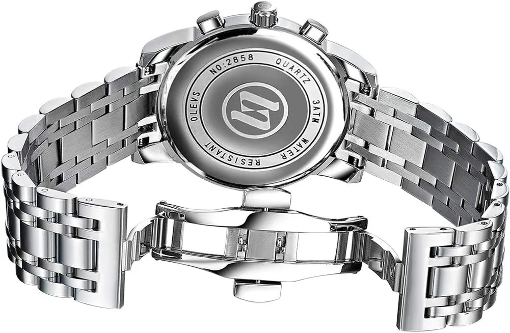 Steel Waterproof Chronograph Wrist Watches Luxury Dress White Luminous safe intervention definite Big Face Analog Quartz Male Watches OLEVS Men's Waterproof Watches Stainless 