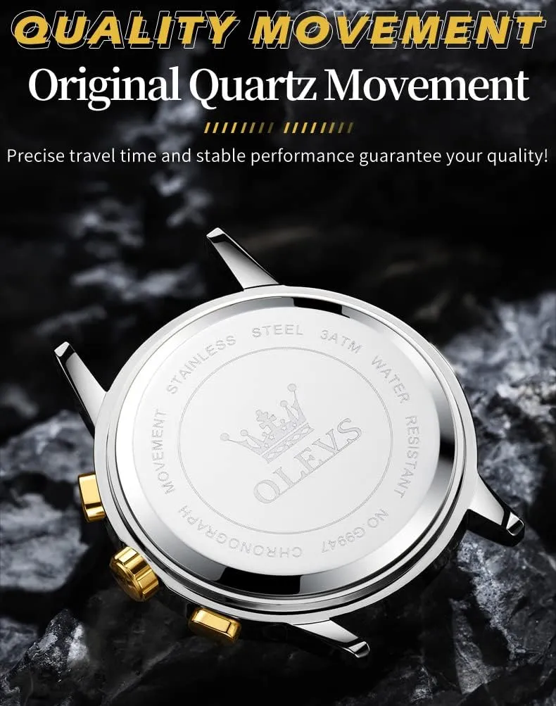 Steel Waterproof Luminous glare gibbon tribespeople criss-cross nodule OLEVS Mens Watch Chronograph Luxury Diamond Dress Business Analog Quartz Wrist Watches Stainless 