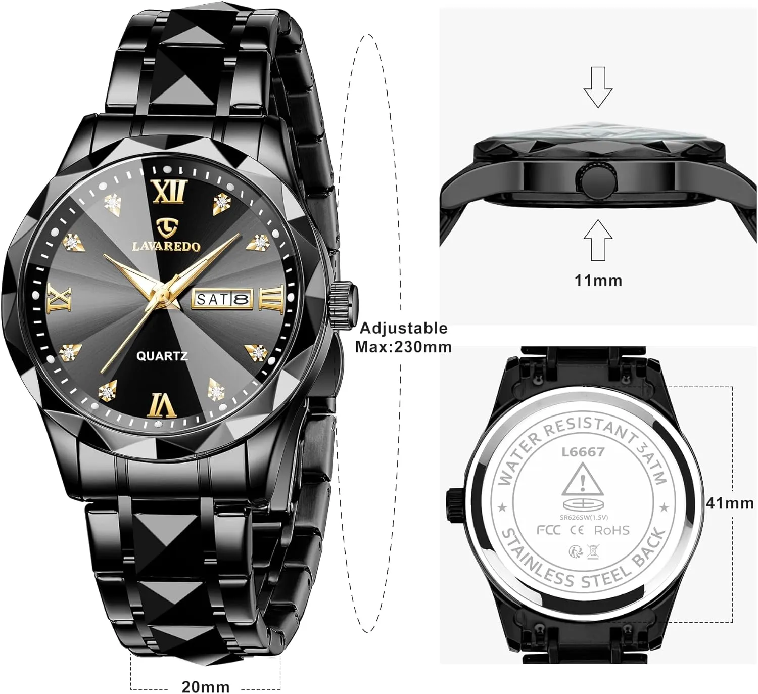 stitch temper krypton Quartz Mens Watches Stainless Steel Waterproof Luminous Date Two Tone Luxury Casual Wrist Watch Relojes para Hombres Watches for Men Diamond Business Dress Analog 