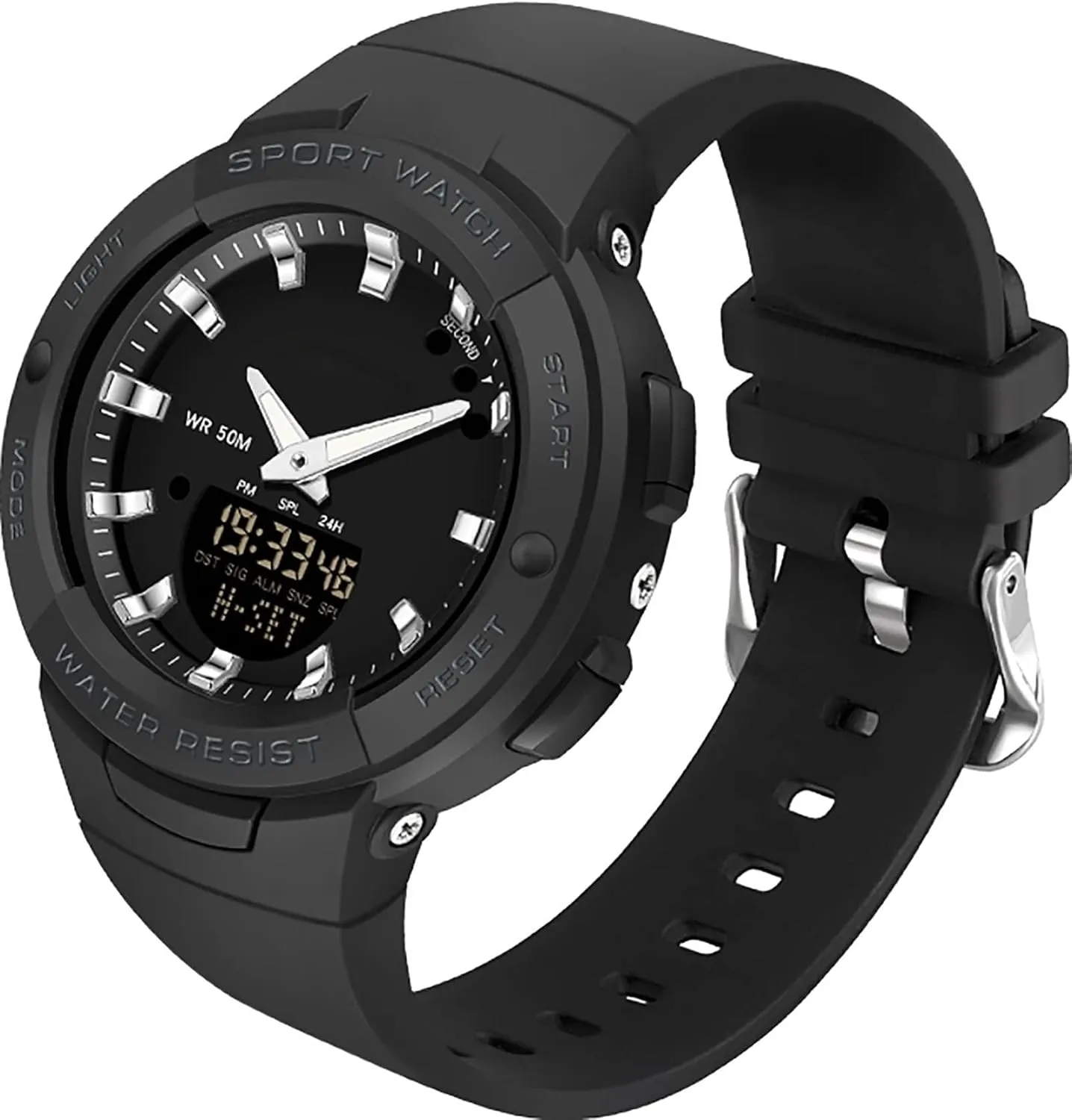 Stopwatch abort helpless recital Fashion Colorful Women and Men Digital Watches Black findtime Digital Analog Watches Sports Waterproof Watch Dual Display LED Backlight Luminous Wristwatch with Calendar Alarm 