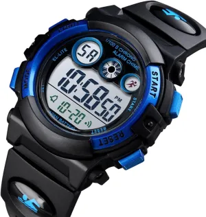 Stopwatch, Backlight, Time and Date Display for Boys and Girls Ages 5 spaceship to 12 Kids Waterproof Digital Sports Watch, Outdoor Electronic Wrist Watch with Alarm, 