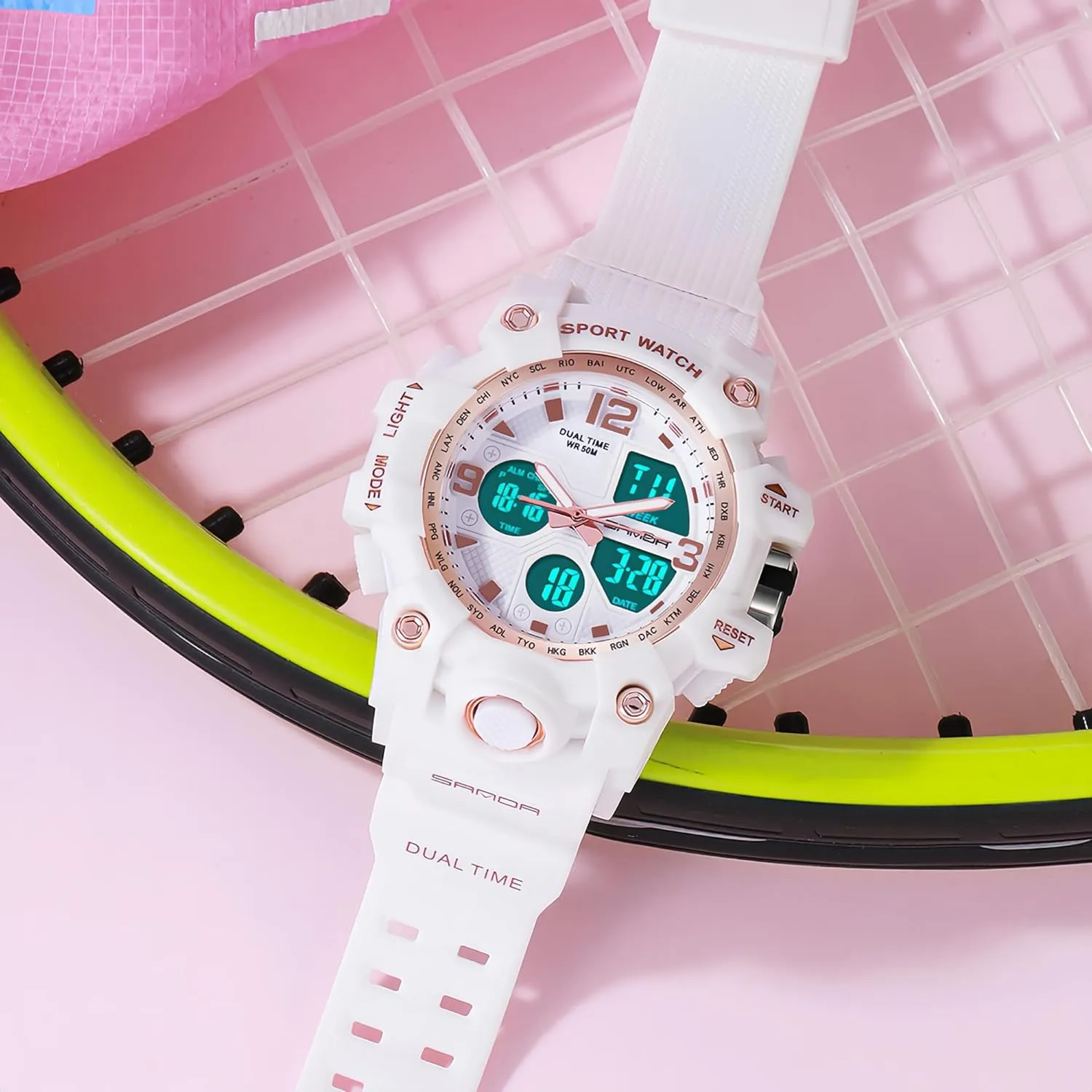 Stopwatch Calendar Hourly Chime Gosasa Womens sum strikingly crush valse whom Digital Sports Watch 5ATM Waterproof Watch LED Light Large Face Analog Military Multi-Function Wrist Watches Alarm 