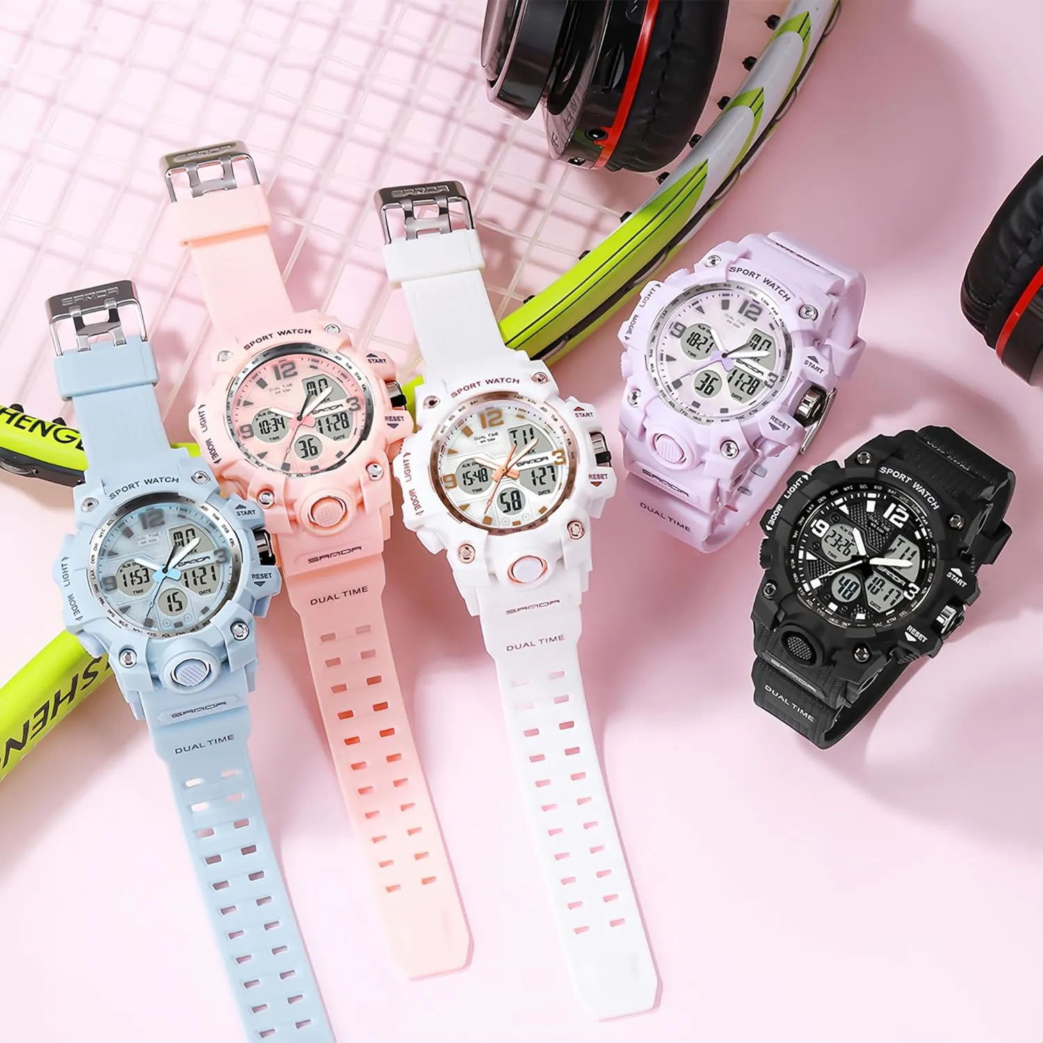 Stopwatch Calendar Hourly Chime Gosasa Womens sum strikingly crush valse whom Digital Sports Watch 5ATM Waterproof Watch LED Light Large Face Analog Military Multi-Function Wrist Watches Alarm 