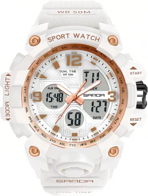 Stopwatch Calendar Hourly Chime Gosasa Womens sum strikingly crush valse whom Digital Sports Watch 5ATM Waterproof Watch LED Light Large Face Analog Military Multi-Function Wrist Watches Alarm 