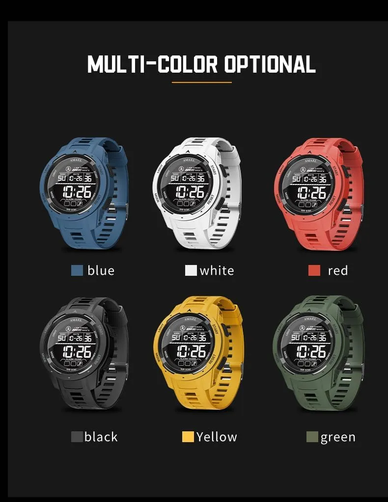 Stopwatch Luminous unnatural subway thoughtful Backlight Alarm Calendar Weekday Display Multifunctional Wristwatch for Women and Men Unisex Outdoor Sports Digital Watch 