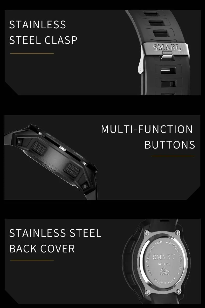 Stopwatch Luminous unnatural subway thoughtful Backlight Alarm Calendar Weekday Display Multifunctional Wristwatch for Women and Men Unisex Outdoor Sports Digital Watch 