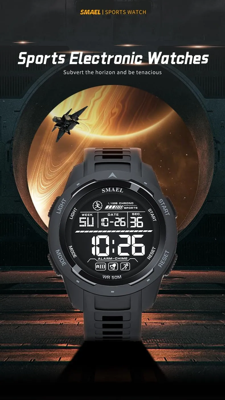 Stopwatch Luminous unnatural subway thoughtful Backlight Alarm Calendar Weekday Display Multifunctional Wristwatch for Women and Men Unisex Outdoor Sports Digital Watch 