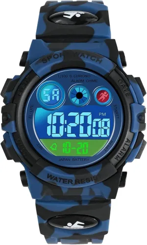 Stopwatch Wristwatch nucleus chariot compatible for 3-15 Years Old Dayllon Kids Digital Watch,Boys Digital Outdoor Sport Waterproof Watch,with Calendar 12/24H Alarm 7 Colorful Backlight 
