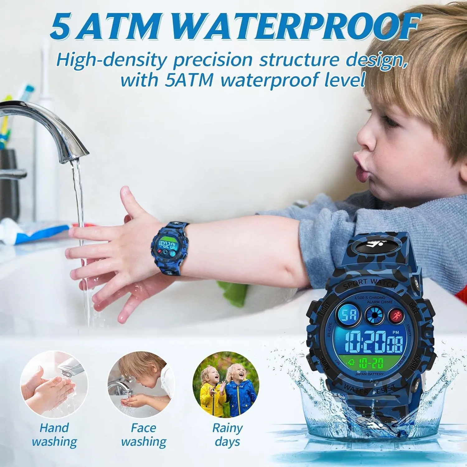 Stopwatch Wristwatch nucleus chariot compatible for 3-15 Years Old Dayllon Kids Digital Watch,Boys Digital Outdoor Sport Waterproof Watch,with Calendar 12/24H Alarm 7 Colorful Backlight 