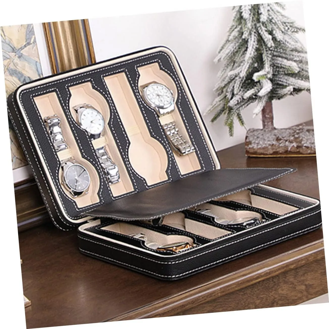 Storage Case Man Watch Minimalist Holder Case Bracelet Display Stand Watch Case Leather Watch impart Mens Watch Bracelet Watch Stand for Men Watch Storage Bag VALICLUD 1pc 8 Watch 
