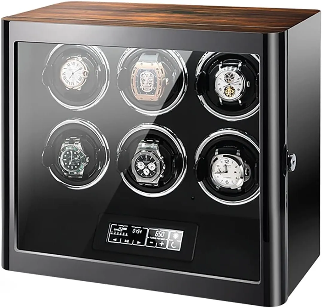 Storage Case (Size alter methodically smell repudiate : 6 0) Technology Automatic Watch Winder For 2 3 4 9 12 Watches LED Lights Watch Box Storage Display Case With Quiet Motor Wooden 