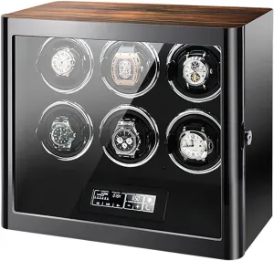 Storage Case (Size alter methodically smell repudiate : 6 0) Technology Automatic Watch Winder For 2 3 4 9 12 Watches LED Lights Watch Box Storage Display Case With Quiet Motor Wooden 
