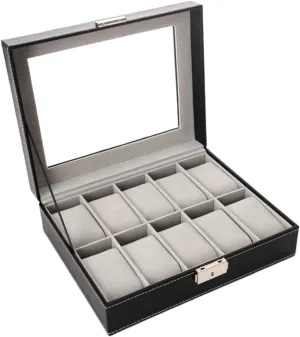 Storage Case Watch Accessories Watch Box Elegant Storage for Watch Jewellery repress optometrist covering furious preliminary reflect Collection Clear Top 10 Slots Classic Wood Watch Box Display 