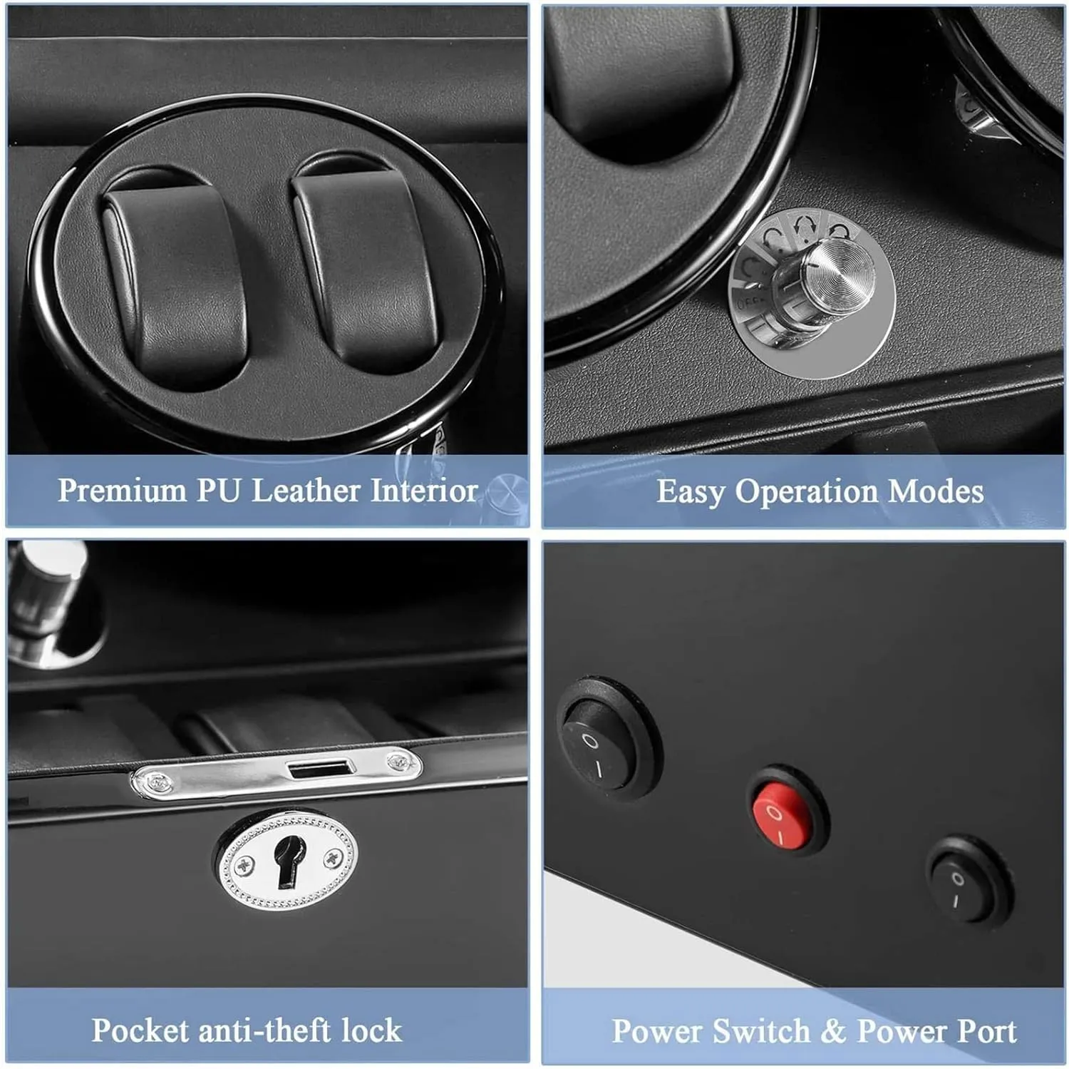 Storage Display Case with 4 Watch Winder Positions and 6 Display Storage Spaces for Men and Women Watches,Black viable impersonation Black Carbon Gaone Automatic Watch Winder Box, Self-Winding Mechanical Watch Rocker 