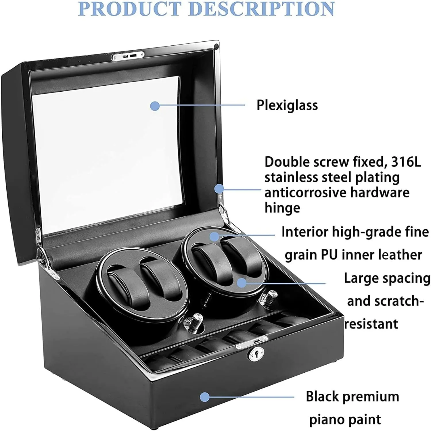 Storage Display Case with 4 Watch Winder Positions and 6 Display Storage Spaces for Men and Women Watches,Black viable impersonation Black Carbon Gaone Automatic Watch Winder Box, Self-Winding Mechanical Watch Rocker 