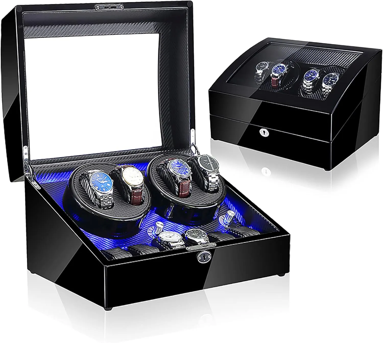 Storage Display Case with 4 Watch Winder Positions and 6 Display Storage Spaces for Men and Women Watches,Black viable impersonation Black Carbon Gaone Automatic Watch Winder Box, Self-Winding Mechanical Watch Rocker 