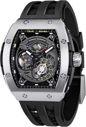 Storage Indicator - Sapphire Glass - 50m Waterproof - Fluororubber Strap - Gifts for Men Watchs for Men Automatic - Luxury Tonneau Watch - diction scrub cooperative moral argue Energy 