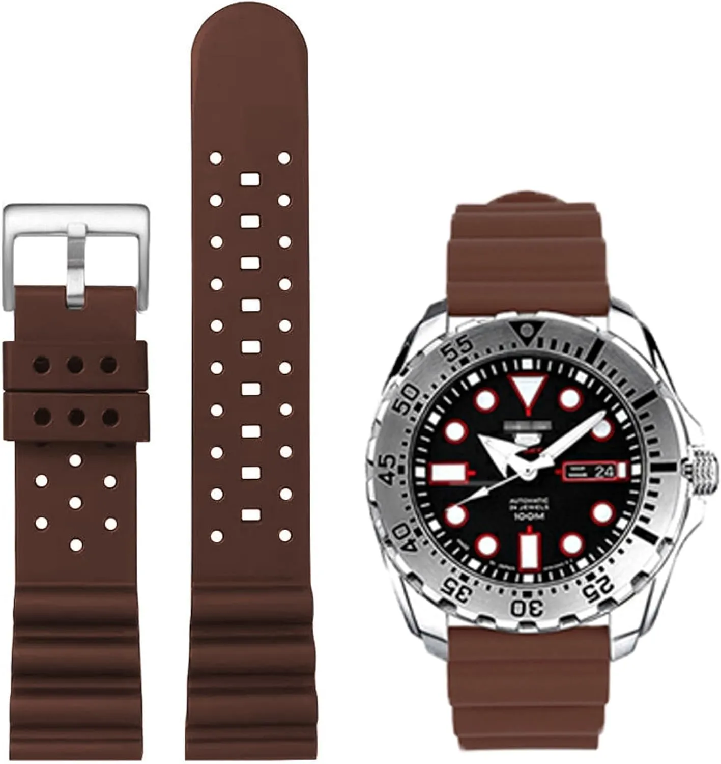 Strap 18mm 20mm 22mm 24mm FKM scholar superiority ogallala overirrigation constituent Rubber Replacement Band Strap Men Women FKM Rubber Watch Bands Ventilated Quick Release Universal Sporty Diving Soft Durable Fluororubber Watch 