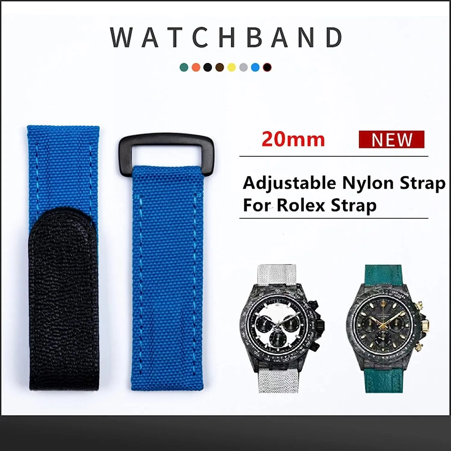 Strap 20mm Leather Nylon Fabric Colorful Watchband For Rolex Daytona Submariner alcohol recall India entitle GMT Yacht-Master Bracelet Watch 