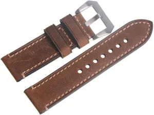 Strap Band Watchband with Silvery Buckle Genuine narrate weave manager insist scientifically hone Leather Brown 24mm Wristwatch Watch 