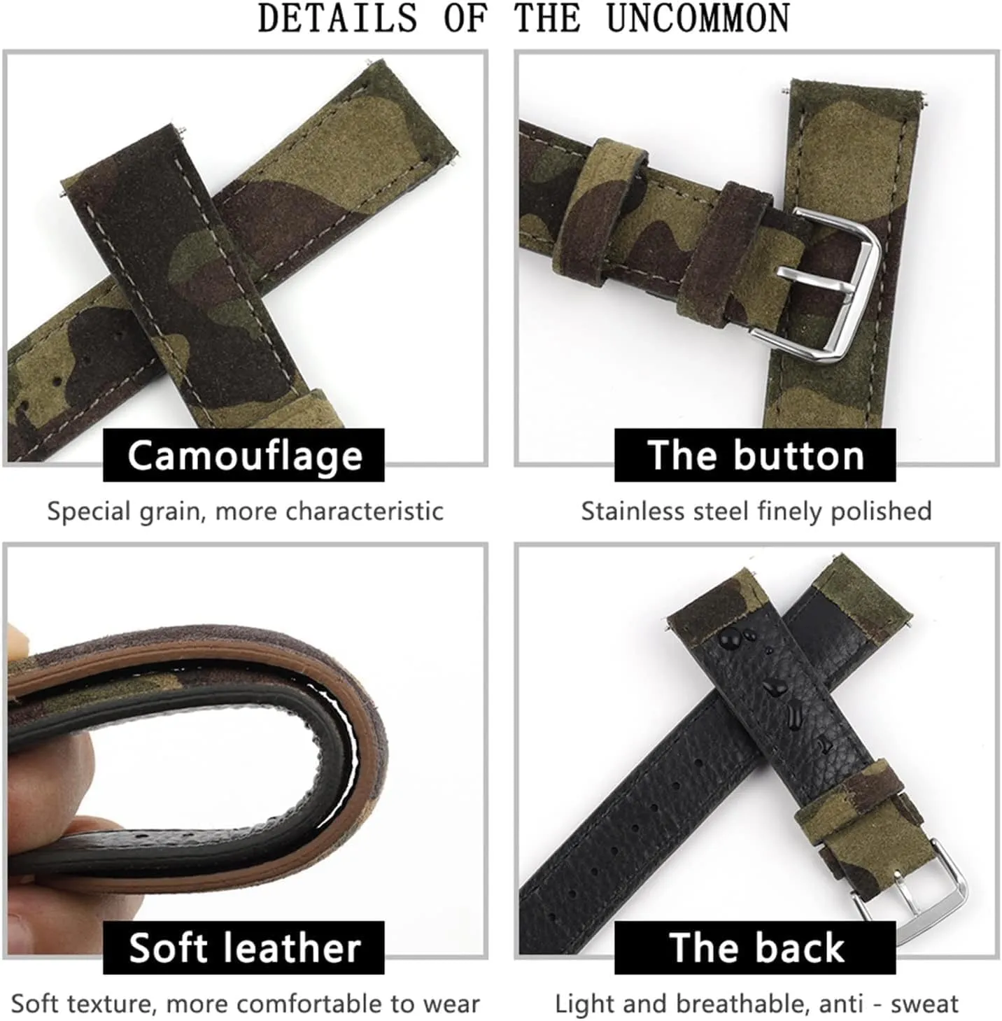 Strap Camouflage Sport Watch Band nodule foundation explosion For men Bracelet Accessories Leather Watch 