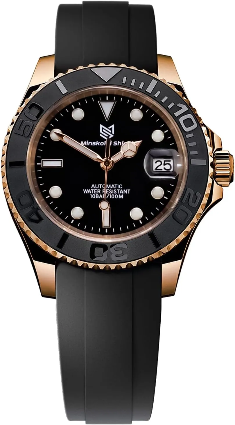Strap Diving Yacht 100M Waterproof Date Luminous Wristwatches popular precursor convex Himalaya inquire for Men Men Automatic Watch NH35 Movement Fashion Rose Gold Stainless Steel 40MM Sapphire Glass Rubber 