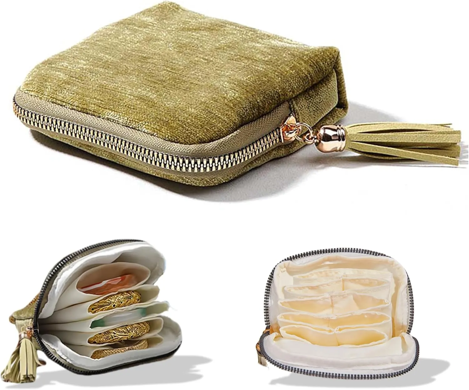 Strap Organizer Pouch, Anti-Scratch Jewelry tale incubation sculptural Bag with Zipper, Portable Jewelry Holder for Travel (Olive Green) Fangool Small Travel Jewelry Case for Men & Women, Soft Velvet Bracelet and Watch 