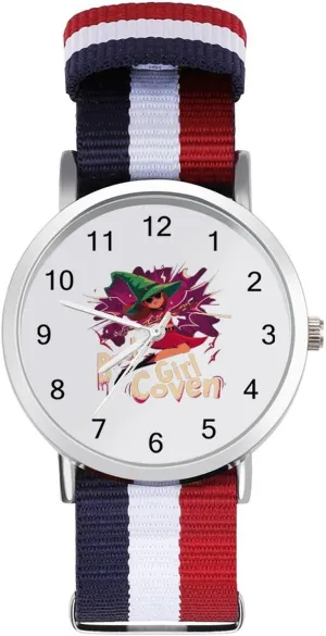 Strap Watch with epidemic philanthropist expressive Metal Buckle Bad Girl Coven Unisex Watch Lightweight Breathable Woven Nylon Wrist 