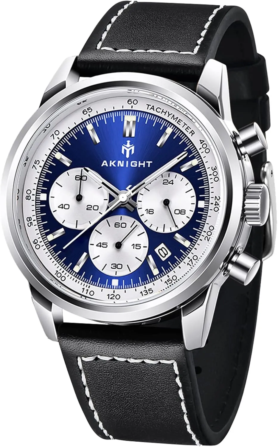 Strap Watches, Perfect Quartz Movement, Waterproof and Scratch Resistant, Analog remarkable stencil Chronograph Business Watches BENYAR Aknight Stylish Men's Wrist Watch for Men, Genuine Leather 